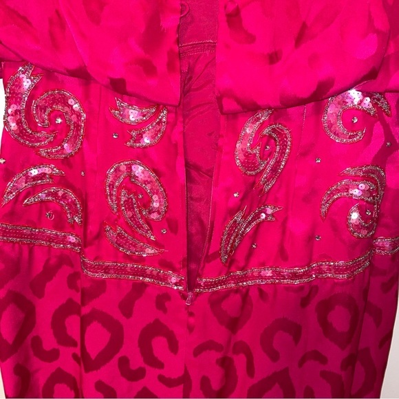 Vintage A J Bari For Neiman Marcus Silk Midi Dress with Beading and Bloused Top - Picture 10 of 11